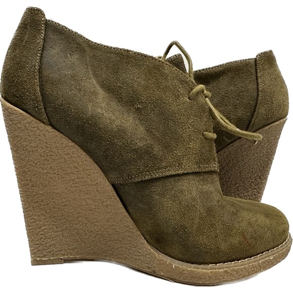 Enzo Angiolini Flory women size 7M suede green leather lace up booties - Picture 5 of 12